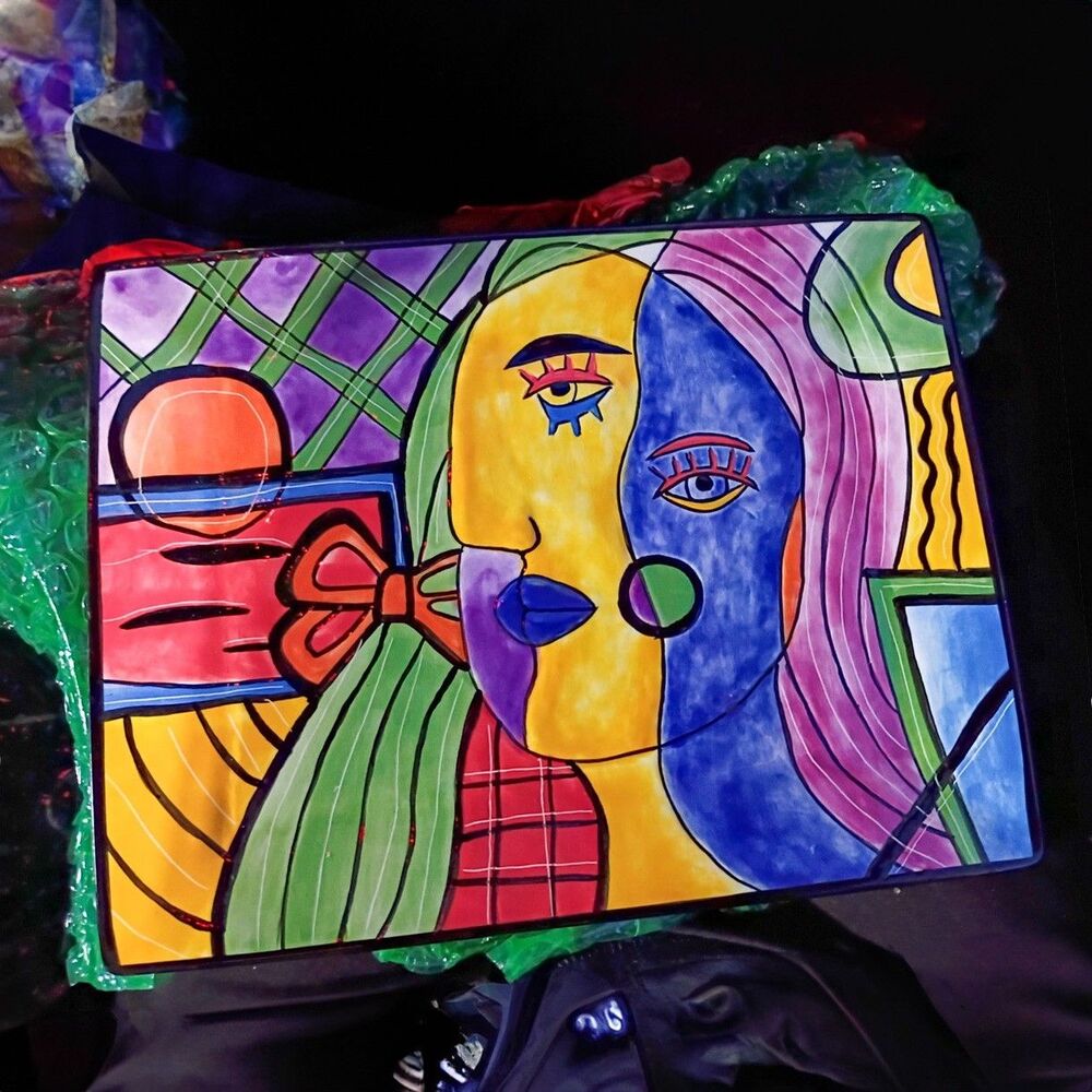 MUZEUM Picasso inspired cubist modernist Platter Wall Decor hanger